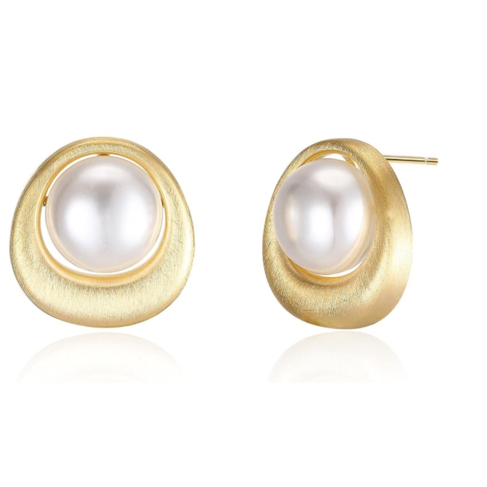 Anthropologie Vintage Gold Pearl Earrings